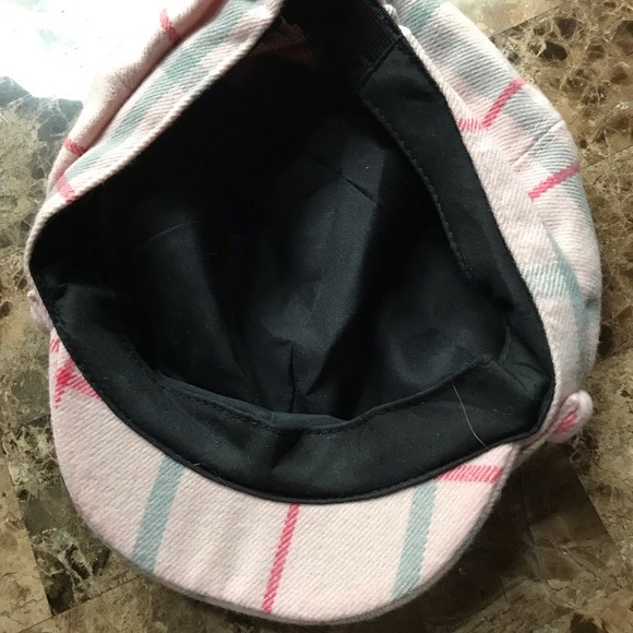 D&Y Cap pink plaid with 3 button detail. - Picture 3 of 5